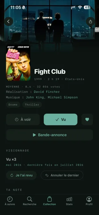 Fight Club et ses trois visionnages dans Storyko